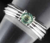 Изящное серебряное кольцо с зеленым сапфиром Серебро 925