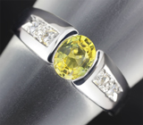 Серебряное кольцо с лимонно-желтым сапфиром 0,75 карат Серебро 925