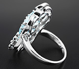 Чудесное серебряное кольцо с голубыми топазами Серебро 925
