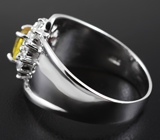 Стильное серебряное кольцо с желтым сапфиром 1,06 карат