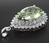 Чудесный серебряный кулон с зеленым аметистом Серебро 925