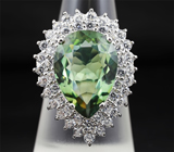 Серебряное кольцо с зеленым аметистом Серебро 925