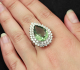 Серебряное кольцо с зеленым аметистом Серебро 925