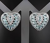 Шикарные серебряные серьги с голубыми топазами