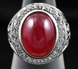 Серебряное кольцо с крупным кабошоном рубина Серебро 925