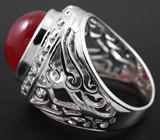 Серебряное кольцо с крупным кабошоном рубина Серебро 925