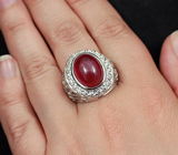 Серебряное кольцо с крупным кабошоном рубина Серебро 925