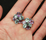 Серебряные серьги с аметистами, топазами и синими сапфирами Серебро 925