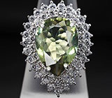 Стильное серебряное кольцо с зеленым аметистом 7,52 карат Серебро 925