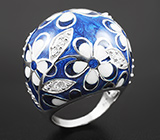 Замечательное cеребряное кольцо с цветной эмалью Серебро 925