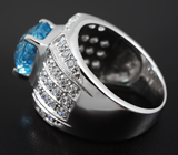 Эффектное серебряное кольцо с голубым топазом 6,06 карат Серебро 925