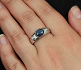Элегантное серебряное кольцо со звездчатым сапфиром 1,8 карат Серебро 925