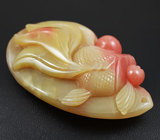 Камея-подвеска «Золотая рыбка» из цельного агата 36,7 грамм 