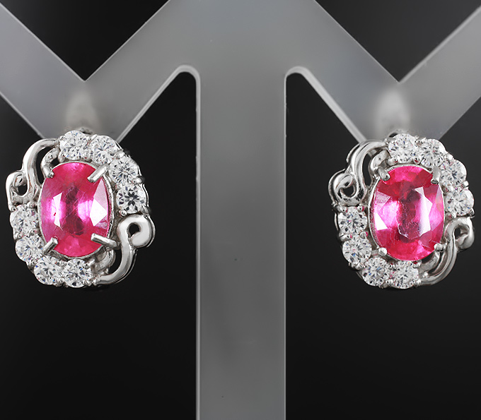 Серебряные серьги с рубинами 2,88 карат