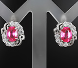 Серебряные серьги с рубинами 2,88 карат Серебро 925