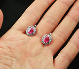 Серебряные серьги с рубинами 2,88 карат Серебро 925