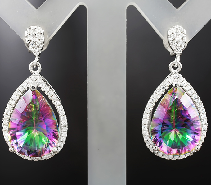 Серебряные серьги с мистическим кварцем