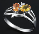 Серебряное кольцо с золотисто-желтыми сапфирами 0,89 карат Серебро 925