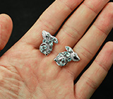 Замечательные серебряные серьги «Зайчики» с голубыми топазами Серебро 925