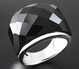 Стильное серебряное кольцо с черной шпинелью Серебро 925