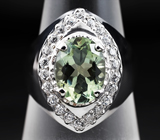 Стильное серебряное кольцо с зеленым аметистом Серебро 925