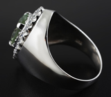 Стильное серебряное кольцо с зеленым аметистом Серебро 925