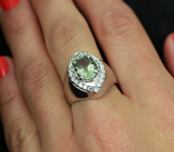 Стильное серебряное кольцо с зеленым аметистом Серебро 925