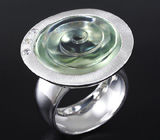 Серебряное кольцо с резным зеленым аметистом 16,1 карат Серебро 925