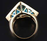 Серебряное кольцо с голубыми топазами 19,95 карат авторской огранки Серебро 925
