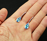 Серебряные серьги с голубыми топазами 5,43 карат Серебро 925