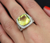 Серебряное кольцо с лимонным цитрином 10,5 карат Серебро 925