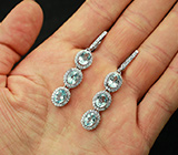 Элегантные серебряные серьи с голубыми топазами Серебро 925