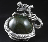 Серебряная подвеска «Дракон Хранитель» с зеленой яшмой Серебро 925