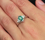 Серебряное кольцо с изумрудом 1,12 карат Серебро 925