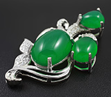 Изысканный серебряный кулон с зелеными агатами Серебро 925