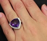 Серебряное кольцо с великолепным уругвайским аметистом Серебро 925
