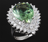 Замечательное серебряное кольцо с превосходным зеленым аметистом Серебро 925