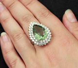 Замечательное серебряное кольцо с превосходным зеленым аметистом Серебро 925