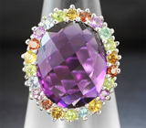 Праздничное серебряное кольцо с самоцветами Серебро 925