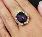 Праздничное серебряное кольцо с самоцветами Серебро 925