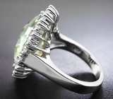 Замечательное серебряное кольцо с зеленым аметистом Серебро 925