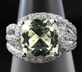 Серебряное кольцо с зеленым аметистом Серебро 925