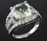 Серебряное кольцо с зеленым аметистом Серебро 925