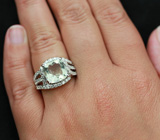 Серебряное кольцо с зеленым аметистом Серебро 925