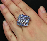 Великолепное серебряное кольцо с танзанитами Серебро 925