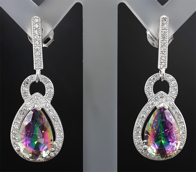 Серебряные серьги с мистическим кварцем