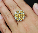 Замечательное серебряное кольцо с цитринами Серебро 925