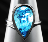 Серебряное кольцо с ярким голубым топазом Серебро 925