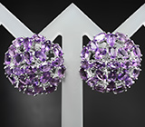 Превосходные серебряные серьги с аметистами Серебро 925