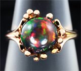 Кольцо с кристаллическим черным опалом